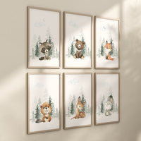 Woodland animals, nursery wall art animals, animal nursery decor, woodland nursery prints, woodland prints for nursery, tree nursery print