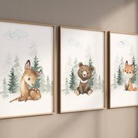 Nursery decor woodland, Woodland Nursery Wall Art, Woodland Print Set, animal prints, Woodland Animal Prints, gender neutral nursery