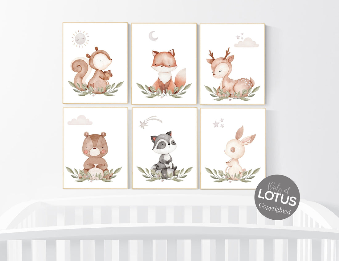 Woodland nursery decor, Animal prints, jungle animals, Woodland Nursery, woodland animal prints, boy nursery, girl nursery, woodland