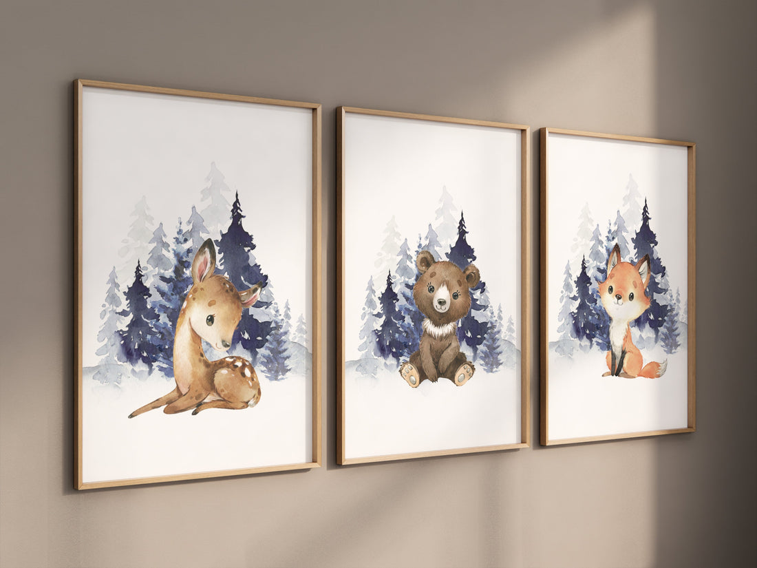 Nursery decor woodland, Woodland Nursery Wall Art, Woodland Print Set, animal prints, Woodland Animal Prints, gender neutral nursery