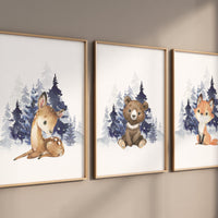 Nursery decor woodland, Woodland Nursery Wall Art, Woodland Print Set, animal prints, Woodland Animal Prints, gender neutral nursery