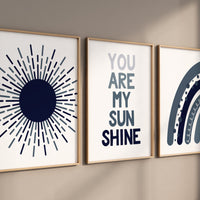 Nursery decor boy Boho, rainbow nursery, navy nursery, boys room decor, Navy blue nursery, moon nursery, boho prints, boys nursery wall art