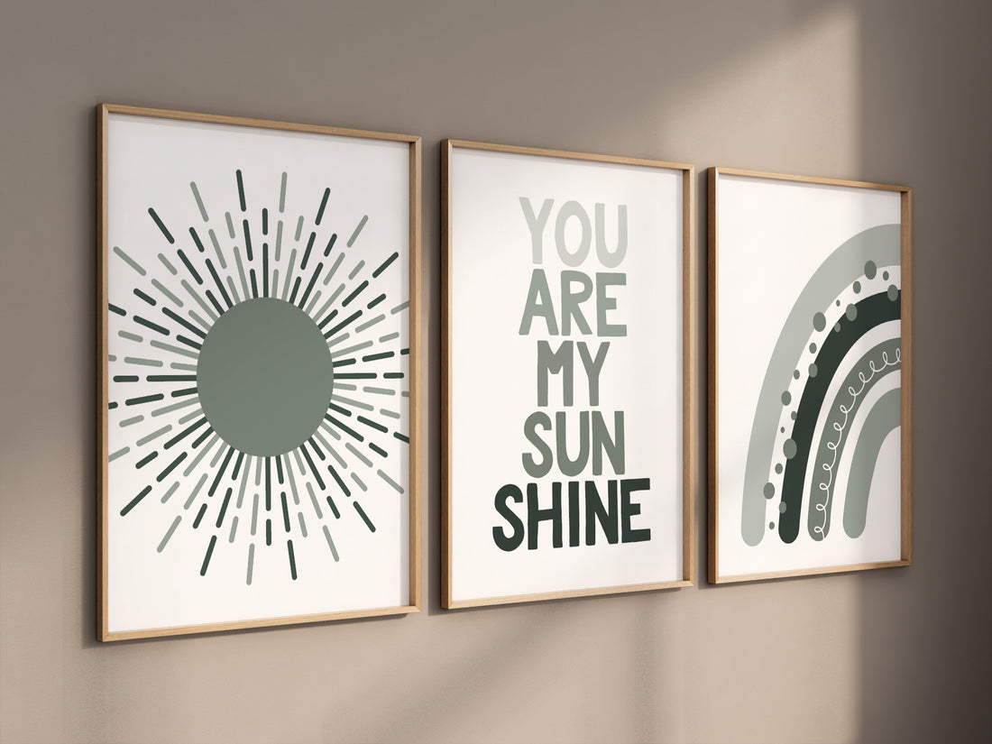 Boho Nursery, rainbow nursery, sage green nursery, you are my sunshine, Nursery decor gender neutral, neutral nursery, rainbow prints