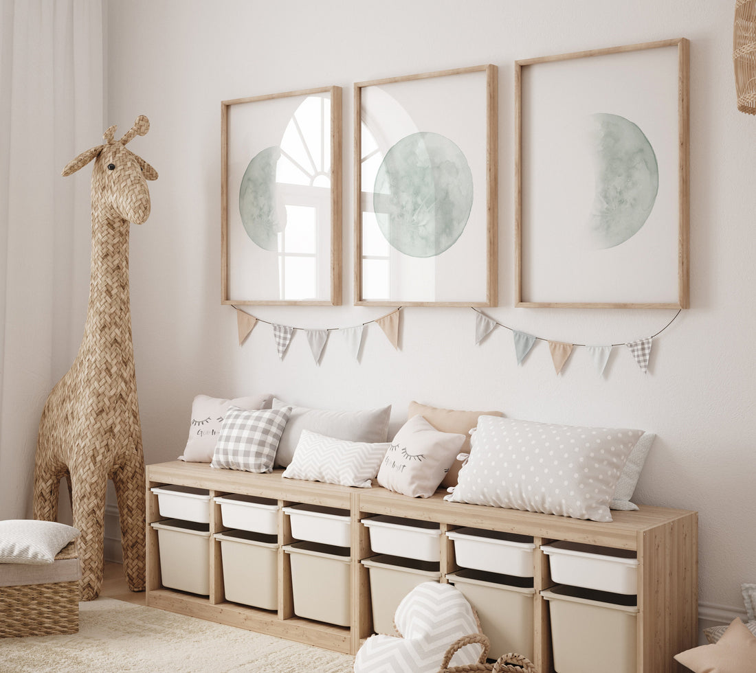 Moon nursery decor, moon print, sage nursery, full moon print, gender neutral, moon nursery, sage green, moon wall art, nursery prints