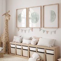 Moon nursery decor, moon print, sage nursery, full moon print, gender neutral, moon nursery, sage green, moon wall art, nursery prints