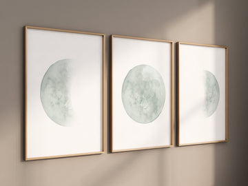 Moon nursery decor, moon print, sage nursery, full moon print, gender neutral, moon nursery, sage green, moon wall art, nursery prints