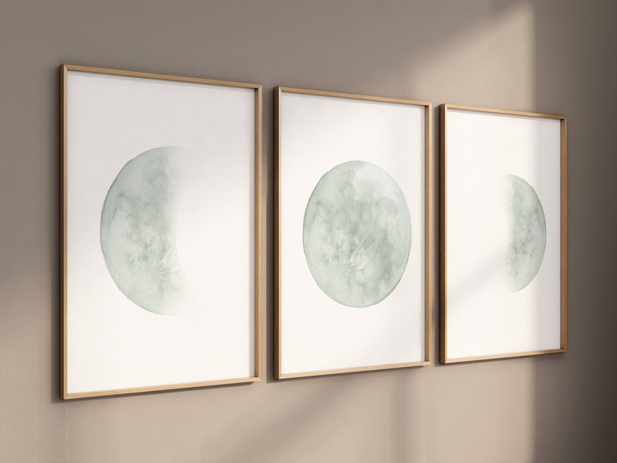 Moon nursery decor, moon print, sage nursery, full moon print, gender neutral, moon nursery, sage green, moon wall art, nursery prints