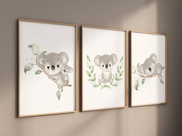 Koala nursery decor, gender neutral, koala bear prints, nursery wall art, nursery prints animals, nursery decor boy, nursery decor girl