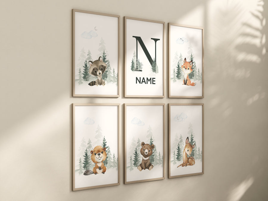 Woodland animals, nursery wall art animals, animal nursery decor, woodland nursery prints, woodland prints for nursery, tree nursery print