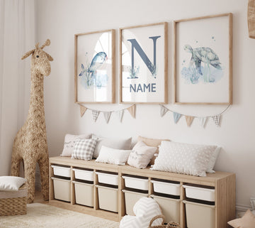 Ocean Nursery Prints, Underwater Nursery, Sea nursery, under the sea nursery, whale nursery, sea turtle, Nautical nursery, gender neutral