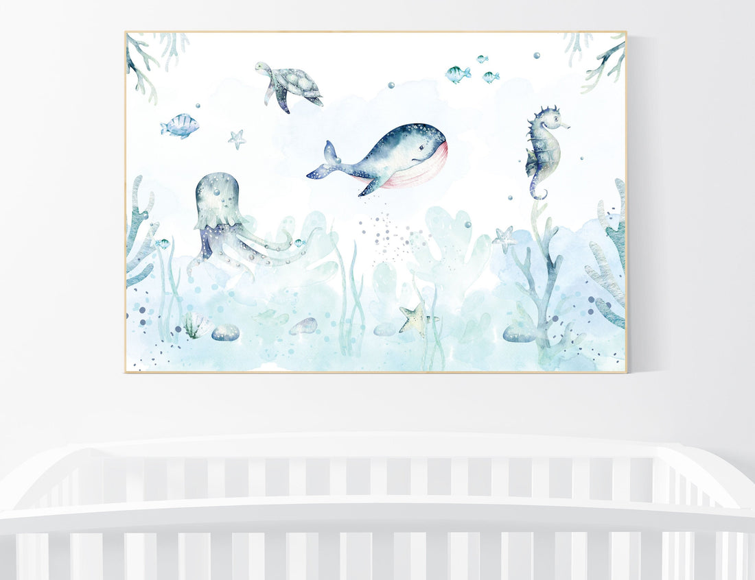 Nursery decor boy ocean, Ocean nursery decor, Under the sea nursery, sea nursery, gender neutral, ocean, nautical, nursery wall decor