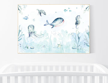 Nursery decor boy ocean, Ocean nursery decor, Under the sea nursery, sea nursery, gender neutral, ocean, nautical, nursery wall decor