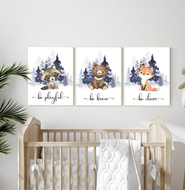 Nursery decor woodland, Woodland Nursery Wall Art, Woodland Print Set, animal prints, Woodland Animal Prints, gender neutral nursery