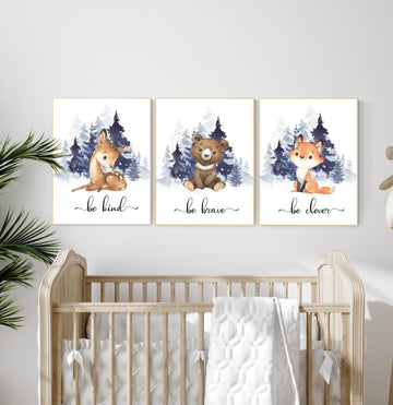 Nursery decor woodland, Woodland Nursery Wall Art, Woodland Print Set, animal prints, Woodland Animal Prints, gender neutral nursery