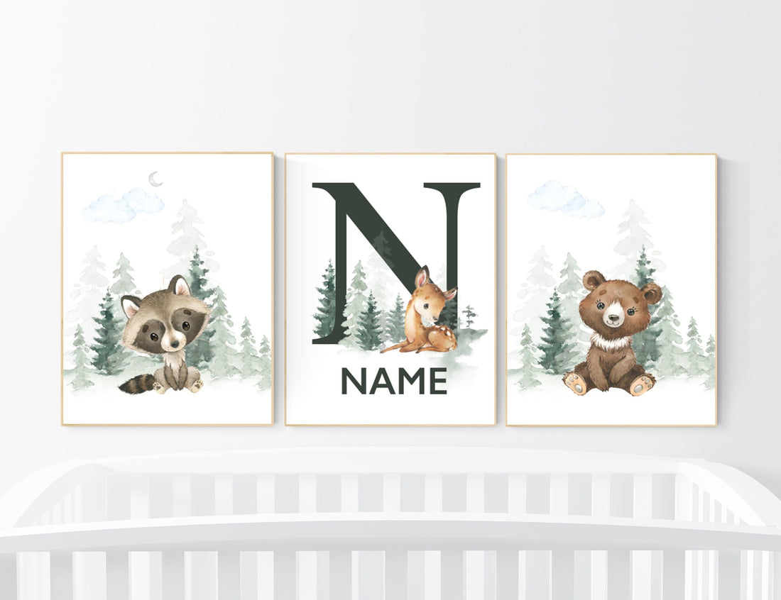 Nursery decor woodland, Woodland Nursery Wall Art, Woodland Print Set, animal prints, Woodland Animal Prints, gender neutral nursery