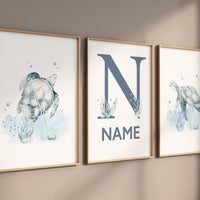 Ocean nursery decor, Sea Turtle nursery, Nautical nursery print set, under the sea nursery, gender neutral nursery, nautical nursery