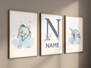 Ocean nursery decor, Sea Turtle nursery, Nautical nursery print set, under the sea nursery, gender neutral nursery, nautical nursery