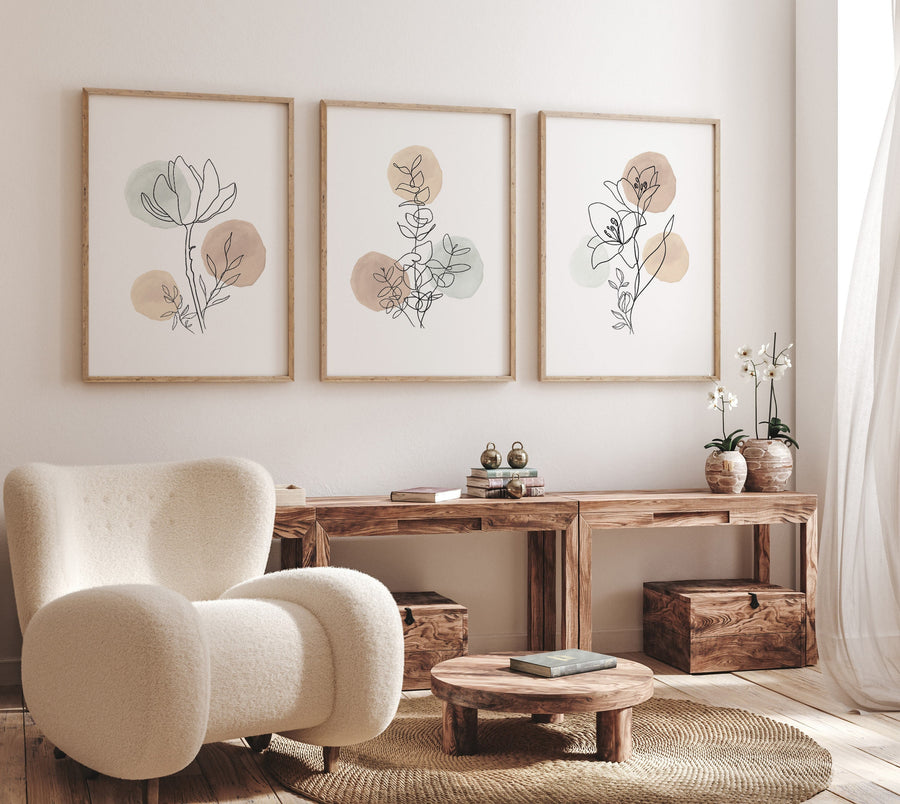 Boho Botanical Prints, neutral colors, Wildflower Nursery, floral nursery, earth colors, Wild Flowers, Flower Nursery, home decor