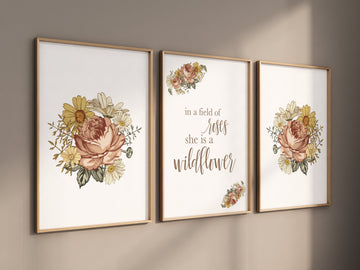 Boho Nursery wall art, Wildflower Nursery Decor, Floral Nursery, Girl Nursery Decor, vintage flower nursery, Botanical Print, home decor