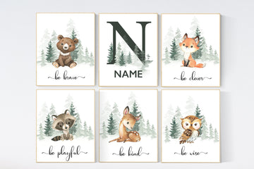 Woodland animals, nursery wall art animals, animal nursery decor, woodland nursery prints, woodland prints for nursery, tree nursery print