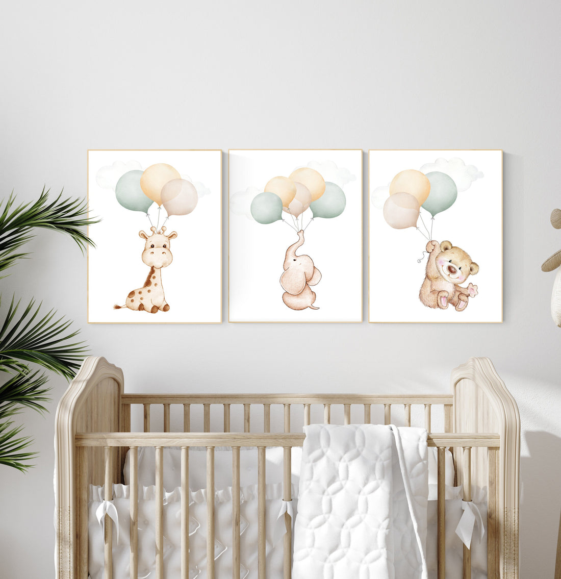 Nursery wall art animals,neutral colors, gender neutral nursery, sage green, green and yellow, baby room decor, animal prints, baby room