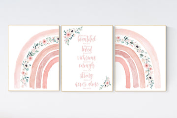 Nursery decor girl, rainbow nursery, blush pink, verse nursery, boho nursery, girl nursery, bible verse, blush nursery, flower nursery