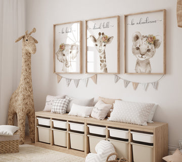 Boho Nursery, Wildflower Nursery Decor, woodland nursery, Floral Nursery, elephant nursery, animal prints, vintage flower, Botanical Print