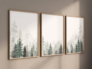 Nursery decor mountain, nursery wall art, tree nursery decor, adventure theme nursery, forest, sage green, woodland animals