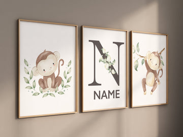 Monkey nursery decor, gender neutral, monkey prints, nursery wall art, nursery prints animals, nursery decor boy, nursery decor girl