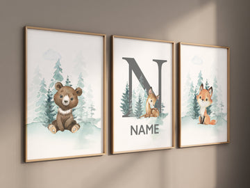 Nursery decor woodland, Woodland Nursery Wall Art, Woodland Print Set, animal prints, Woodland Animal Prints, gender neutral nursery