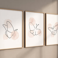 Nursery decor girl butterflies, Butterfly Nursery Art, line art, Girl Nursery Art, Butterfly Nursery Decor for Baby Girl, blush pink