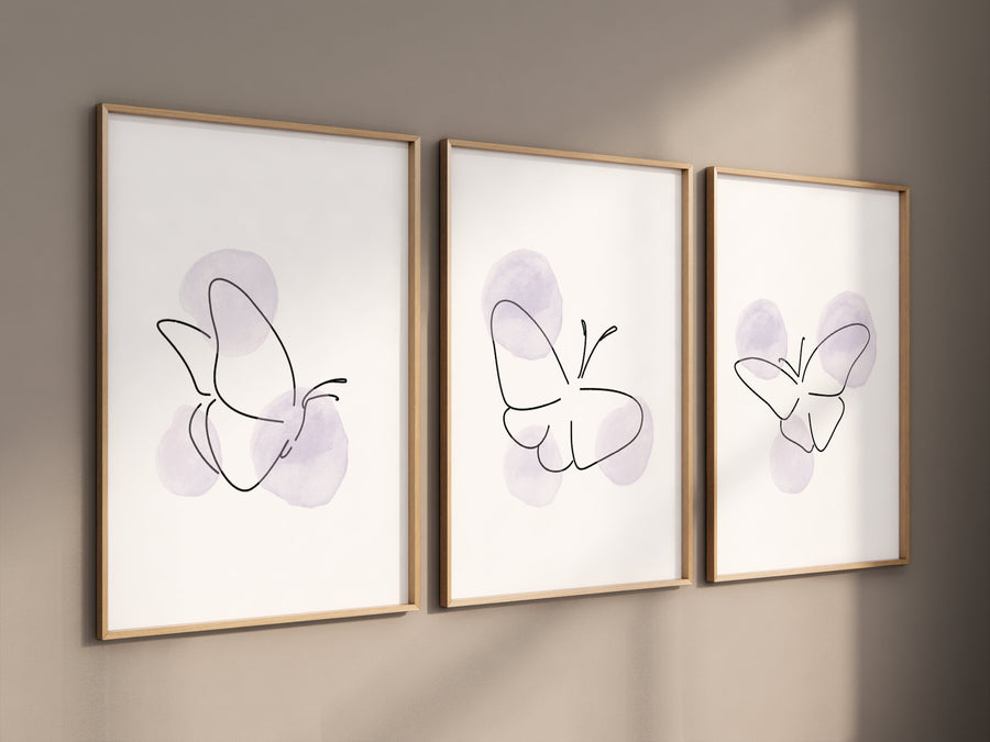 Nursery decor girl butterflies, Butterfly Nursery Art, line art, Girl Nursery Art, Butterfly Nursery Decor for Baby Girl, purple nursery