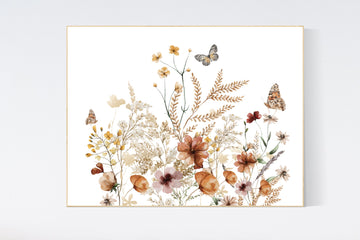 Boho Nursery wall art,, Wildflower Nursery Decor, Floral Nursery, Girl Nursery Decor, vintage flower nursery, Botanical Print, home decor