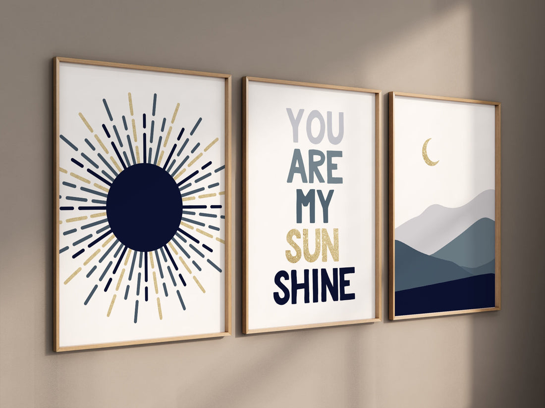 Nursery decor boy Boho, rainbow nursery, navy nursery, boys room decor, Navy and gold, moon nursery, boho prints, boys nursery wall art