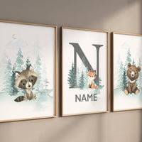 Nursery decor woodland, Woodland Nursery Wall Art, Woodland Print Set, animal prints, Woodland Animal Prints, gender neutral nursery