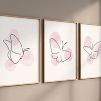 Nursery decor girl butterflies, Butterfly Nursery Art, line art, Girl Nursery Art, Butterfly Nursery Decor for Baby Girl, pink nursery