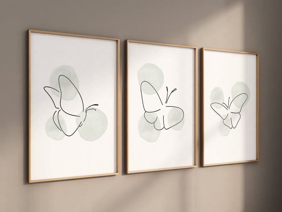 Nursery decor girl butterflies, Butterfly Nursery Art,  line art, Girl Nursery Art, sage nursery, green nursery, Butterfly Art