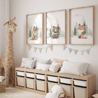 Nursery decor woodland, Woodland Nursery Wall Art, Woodland Print Set, animal prints, Woodland Animal Prints, gender neutral nursery