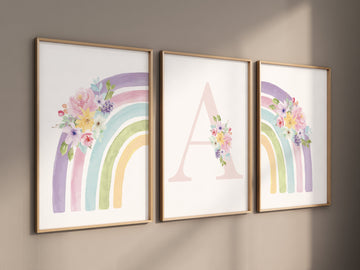 Nursery prints rainbow, girl nursery, pastel nursery, Nursery decor girl, nursery wall art, flower nursery, boho prints, color nursery