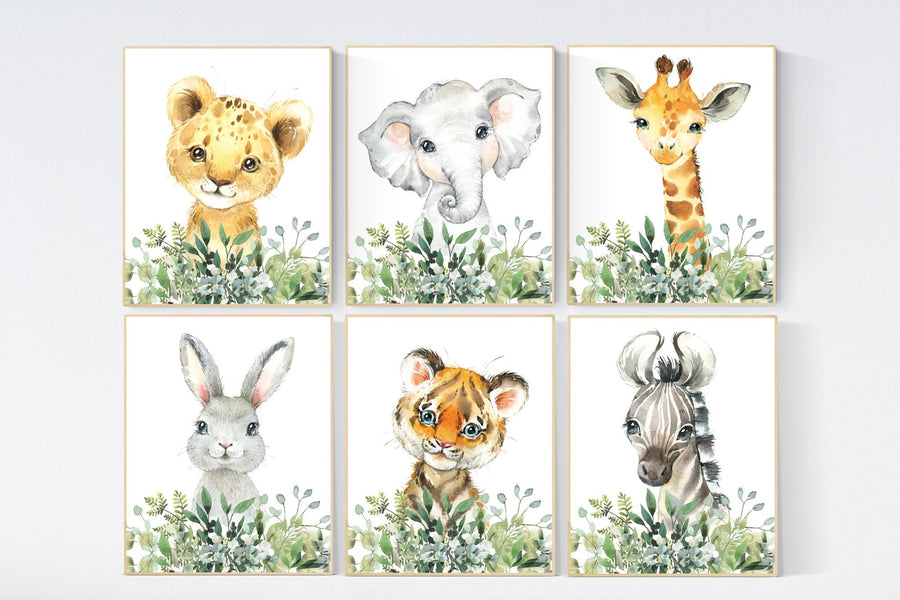 Safari animals, Animal prints nursery, gender neutral nursery, Animals Nursery Prints, Woodland Nursery Decor, Safari Nursery Wall Art