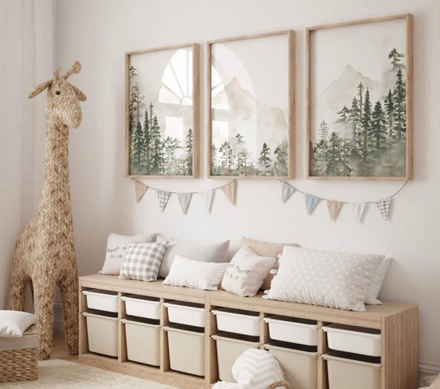 Mountain wall art, forest mountain prints, landscape prints, woodland prints, forest wall art, nursery decor, nature wall art, baby room