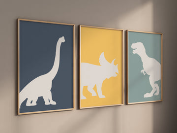 Dinosaur Prints for boys room, T-Rex Print, Triceratops Print, Brachiosaurus print, Dinosaur Wall art, Boy nursery decor, boys room wall art