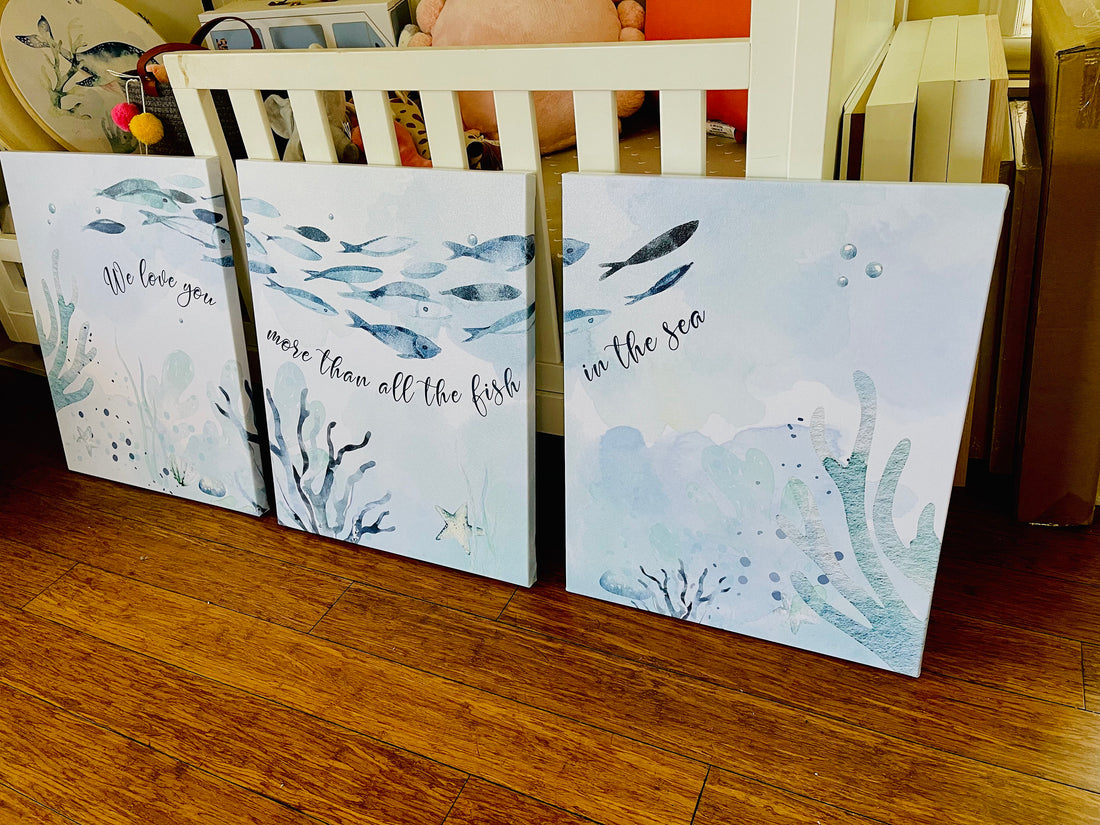 Under the sea wall art, Ocean nursery decor, Nautical nursery print set, under the sea nursery, gender neutral nursery, ocean, nautical