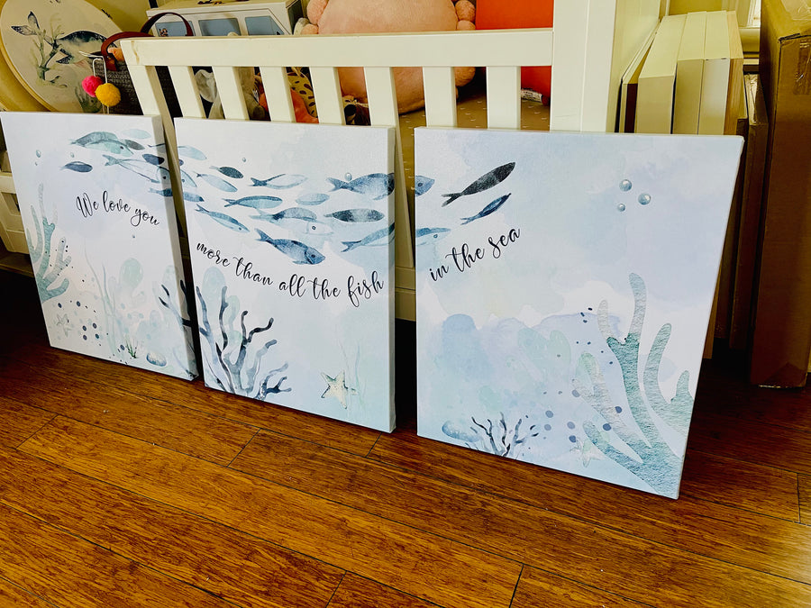 Under the sea wall art, Ocean nursery decor, Nautical nursery print set, under the sea nursery, gender neutral nursery, ocean, nautical