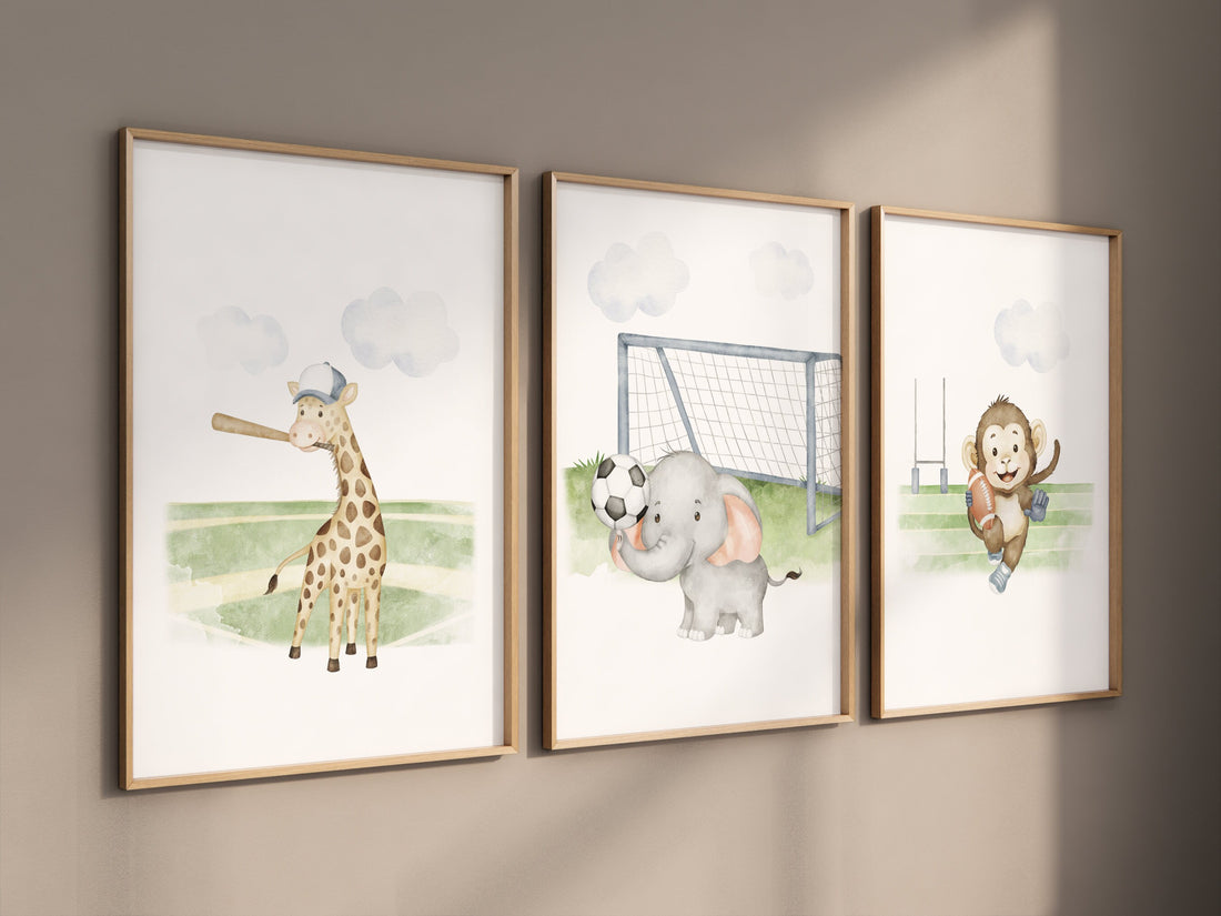 Sports nursery decor, Baby Animals Sport, Baby boy sports nursery, Safari nursery decor, football nursery, baseball nursery, golf nursery