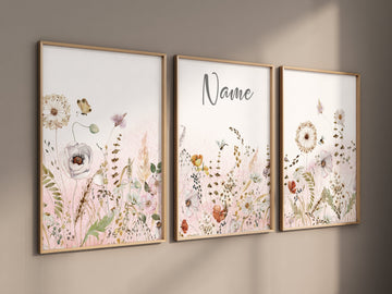 Boho Nursery wall art, Wildflower Nursery Decor, Floral Nursery, Girl Nursery Decor, vintage flower nursery, Botanical Print, home decor
