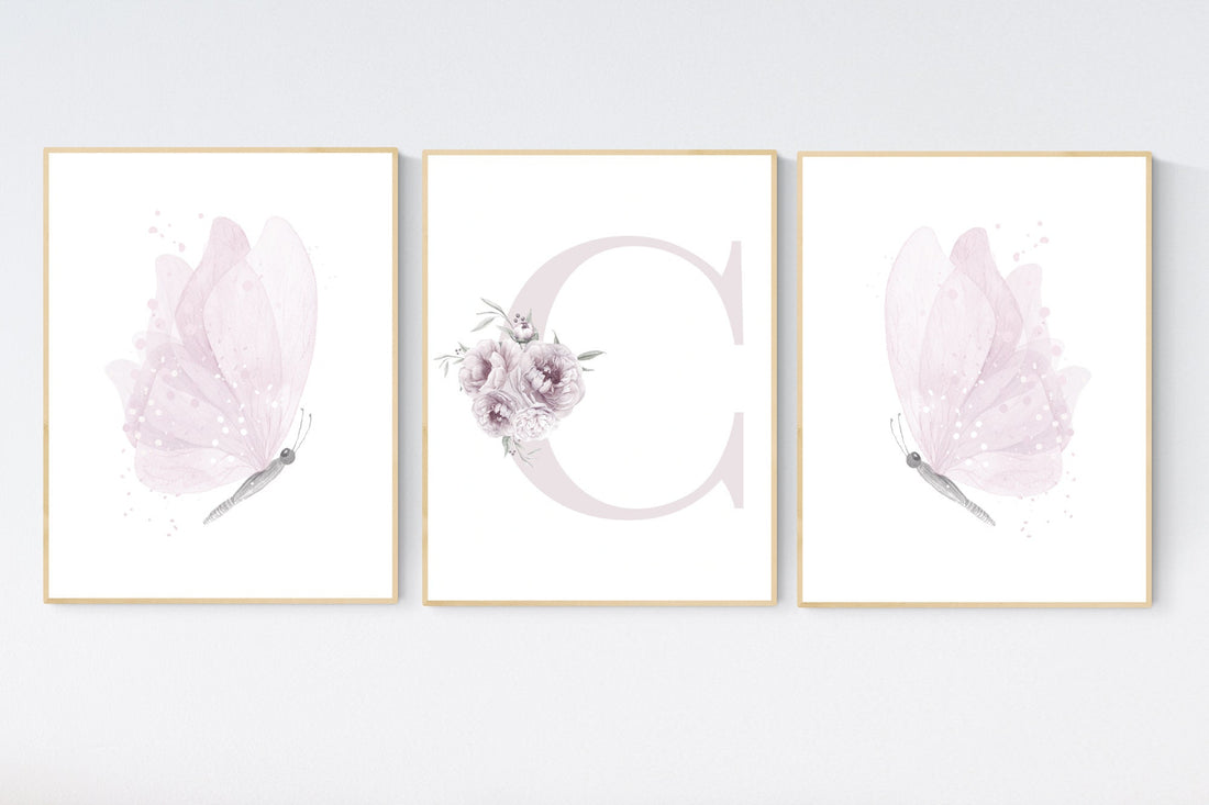 Butterfly nursery wall art, dusty rose nursery, Girl Nursery Art, Butterfly Nursery Decor, girls room decor, girl nursery decor, baby room