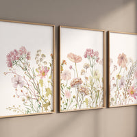 Boho Wildflower Nursery Wall Art Set, Floral Nursery Print for Girls
