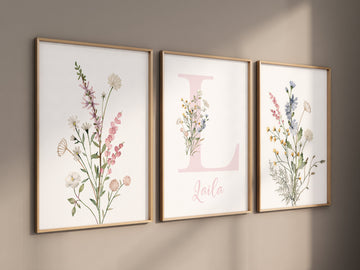 Boho Nursery wall art, Wildflower Nursery Decor, Floral Nursery, Girl Nursery Decor, vintage flower nursery, Botanical Print, home decor