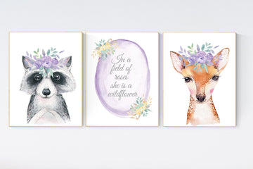 Safari Animals, girl nursery, Animals Prints, Woodland Nursery Decor, Safari Nursery Wall Art, floral animal prints, purple nursery